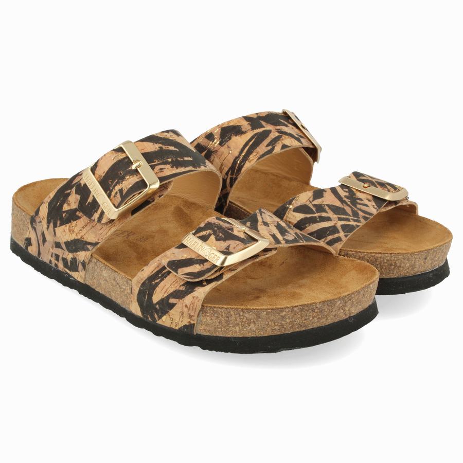 Haflinger Andrea Sandalen Damen Schwarz Braun | AQK2696IH