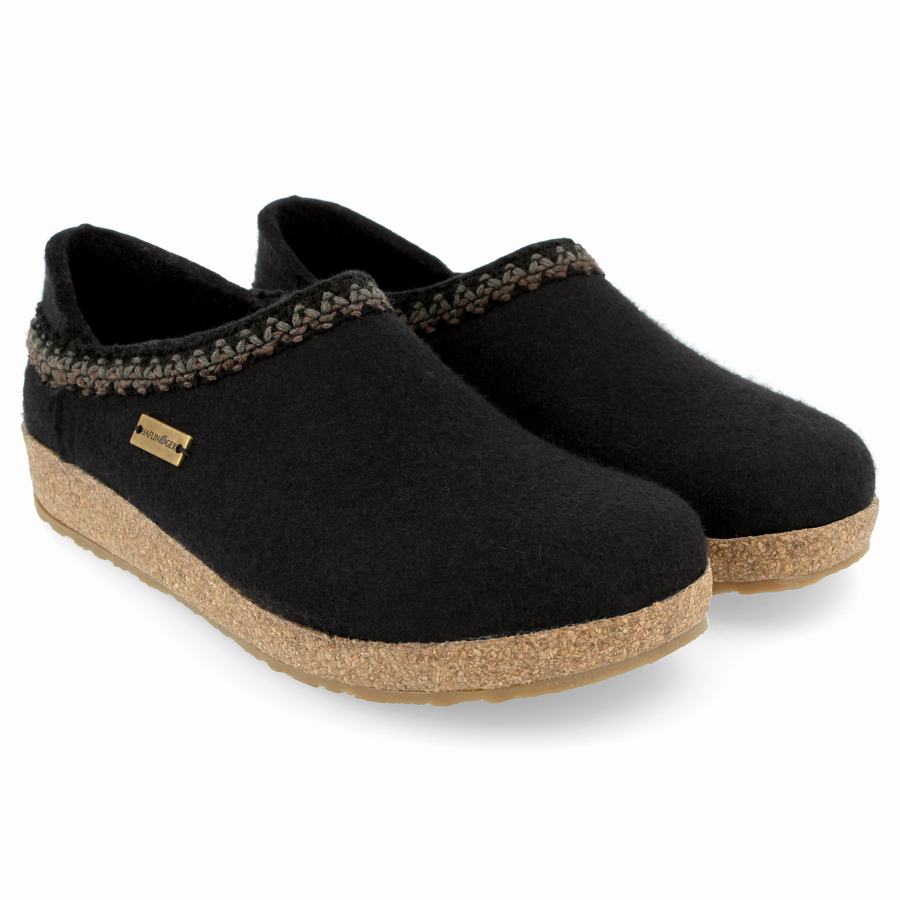 Haflinger Gzh Zigzag Clogs Damen Schwarz | MWB7084ZE